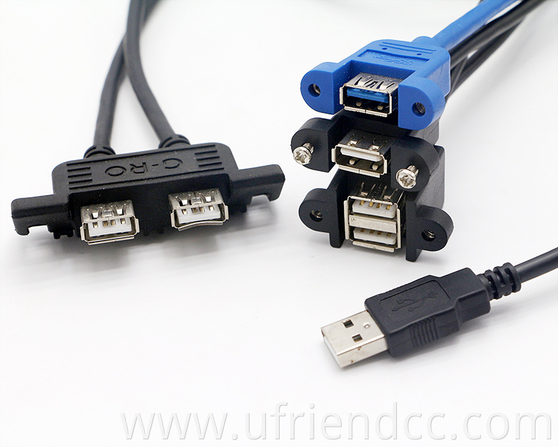 USB2.0 3.0 Extension Cable with Screw locking Micro Mini USB Type A B C Panel Mount Female To Male